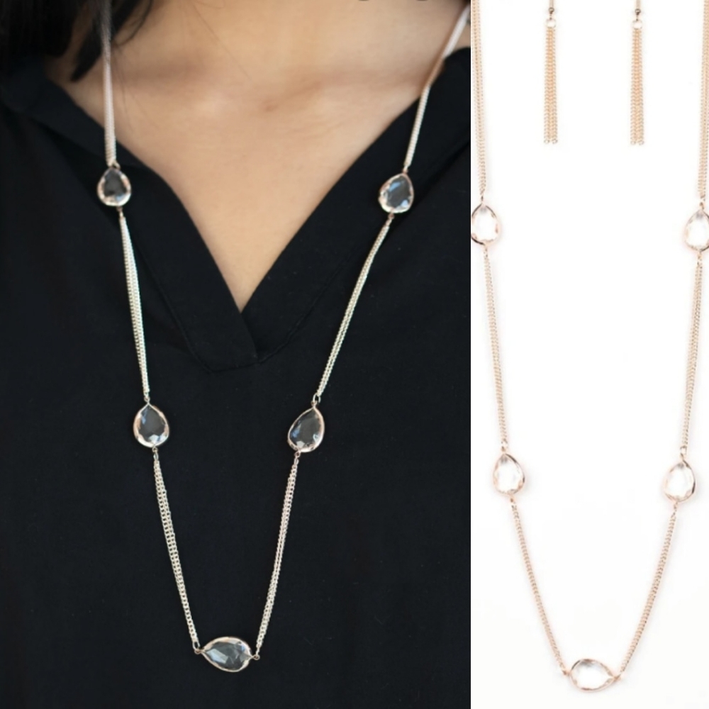 Rose gold and gem necklace